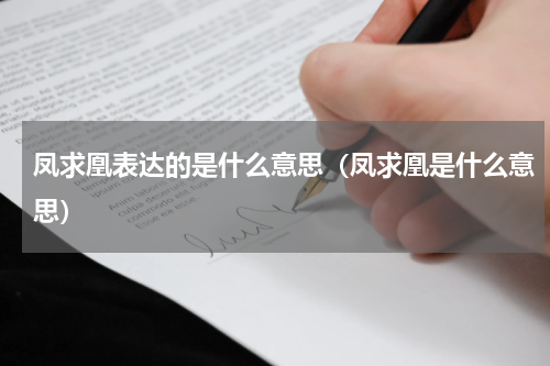凤求凰表达的是什么意思（凤求凰是什么意思）