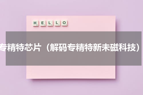 专精特芯片（解码专精特新未磁科技）