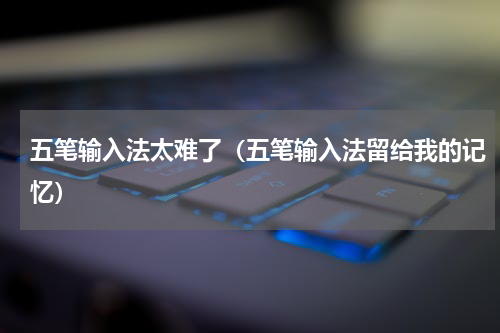 五笔输入法太难了（五笔输入法留给我的记忆）