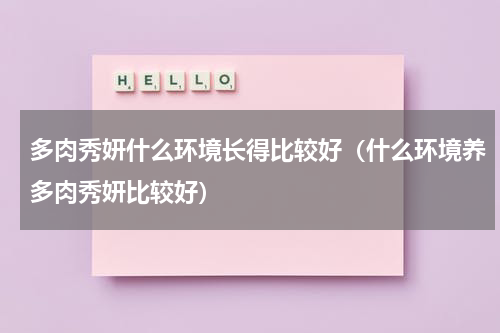 多肉秀妍什么环境长得比较好（什么环境养多肉秀妍比较好）