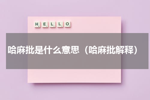 哈麻批是什么意思（哈麻批解释）