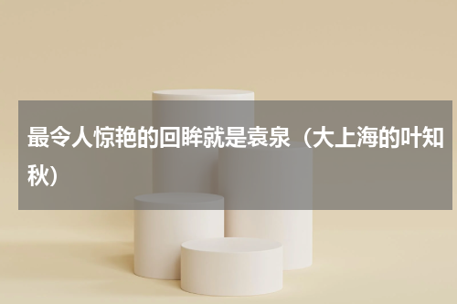 最令人惊艳的回眸就是袁泉（大上海的叶知秋）