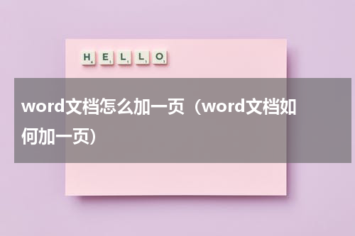 word文档怎么加一页（word文档如何加一页）