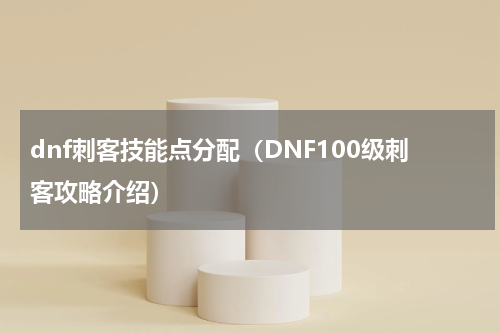 dnf刺客技能点分配（DNF100级刺客攻略介绍）