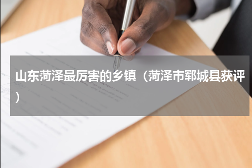 山东菏泽最厉害的乡镇（菏泽市郓城县获评）