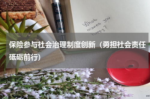 保险参与社会治理制度创新（勇担社会责任砥砺前行）