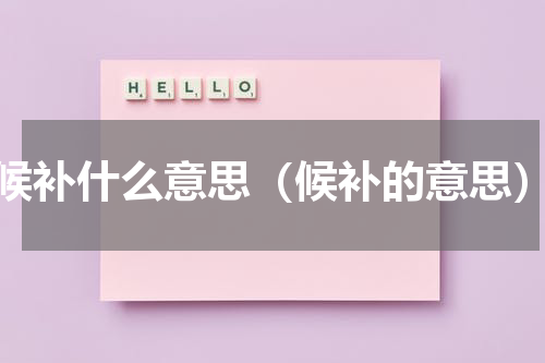 候补什么意思（候补的意思）