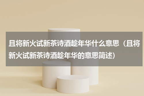 且将新火试新茶诗酒趁年华什么意思（且将新火试新茶诗酒趁年华的意思简述）