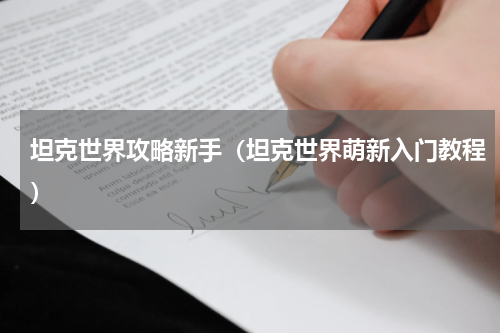 坦克世界攻略新手（坦克世界萌新入门教程）