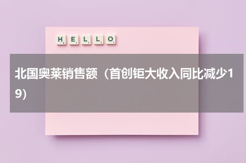 北国奥莱销售额（首创钜大收入同比减少19）