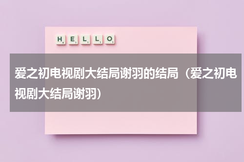 爱之初电视剧大结局谢羽的结局（爱之初电视剧大结局谢羽）