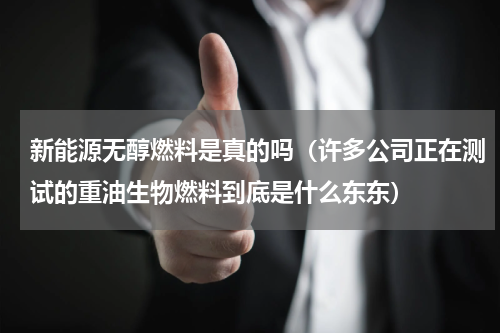 新能源无醇燃料是真的吗（许多公司正在测试的重油生物燃料到底是什么东东）