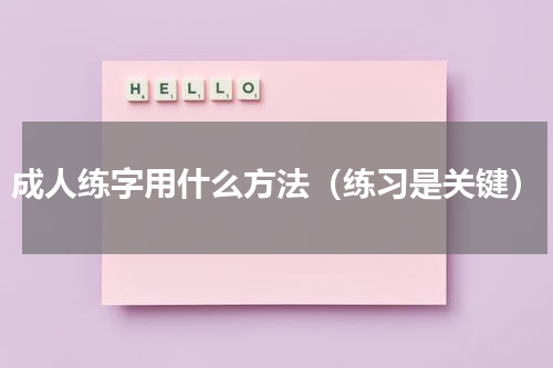 成人练字用什么方法（练习是关键）