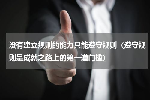 没有建立规则的能力只能遵守规则（遵守规则是成就之路上的第一道门槛）
