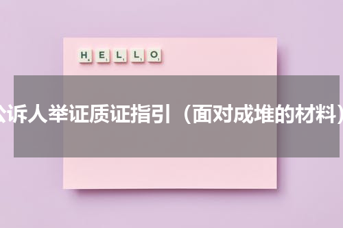 公诉人举证质证指引（面对成堆的材料）