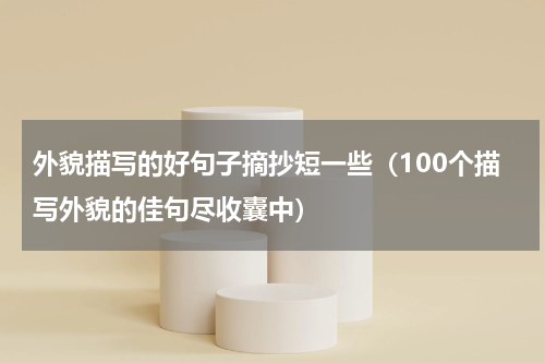 外貌描写的好句子摘抄短一些（100个描写外貌的佳句尽收囊中）