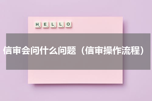 信审会问什么问题（信审操作流程）