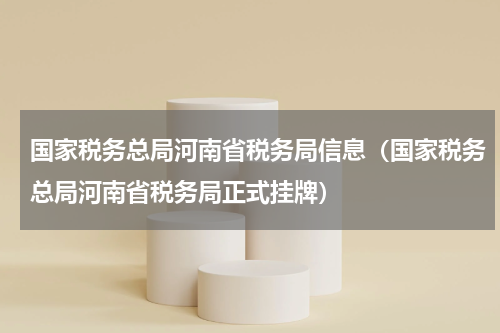 国家税务总局河南省税务局信息（国家税务总局河南省税务局正式挂牌）