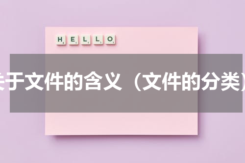 关于文件的含义（文件的分类）