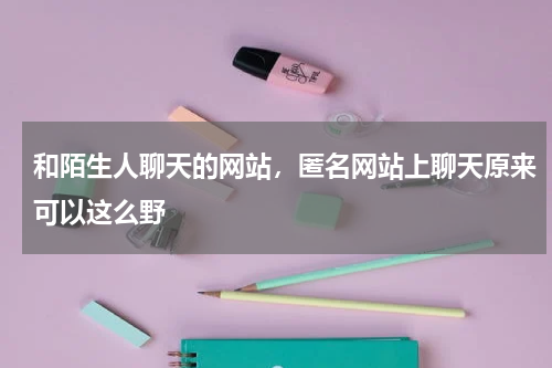 和陌生人聊天的网站，匿名网站上聊天原来可以这么野