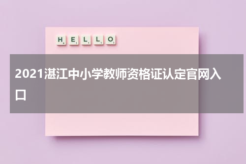 2021湛江中小学教师资格证认定官网入口