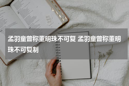 孟羽童曾称董明珠不可复 孟羽童曾称董明珠不可复制