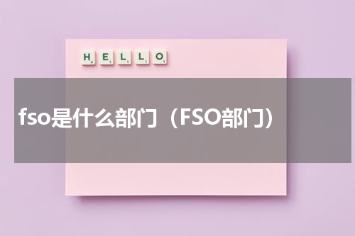 fso是什么部门（FSO部门）