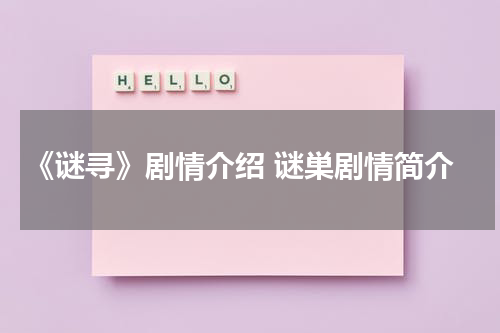 《谜寻》剧情介绍 谜巣剧情简介
