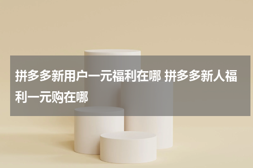 拼多多新用户一元福利在哪 拼多多新人福利一元购在哪