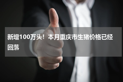 新增100万头！本月重庆市生猪价格已经回落