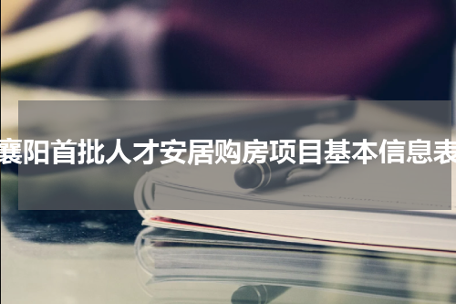 襄阳首批人才安居购房项目基本信息表
